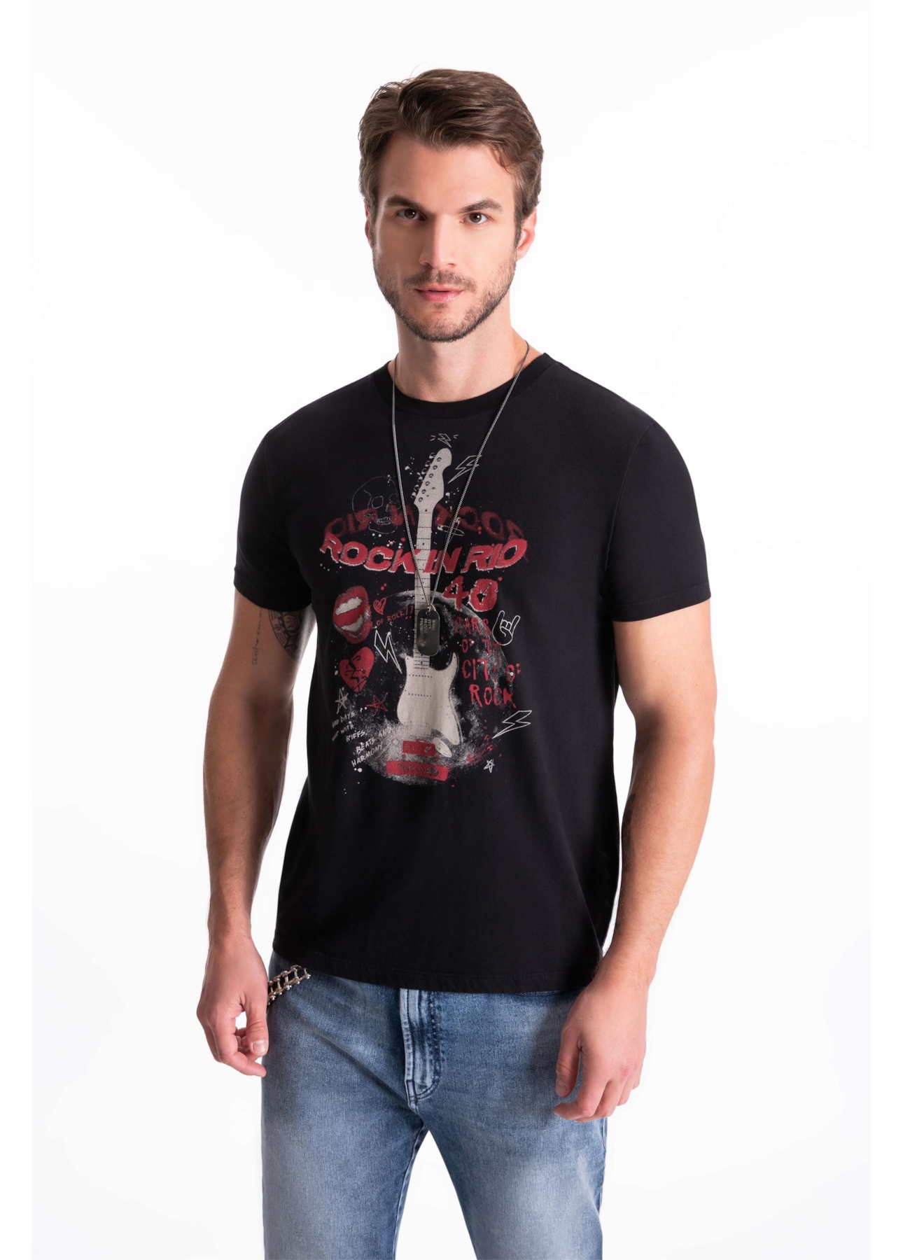 T-Shirt Guitar Rock Classic Preto