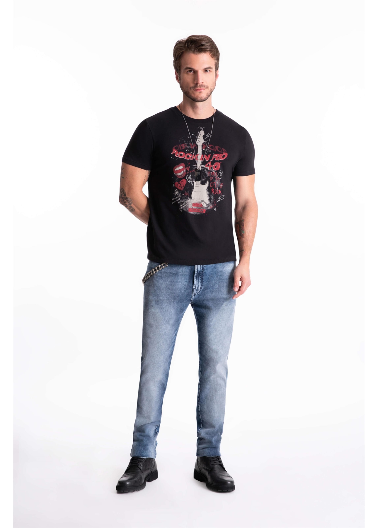 T-Shirt Guitar Rock Classic Preto