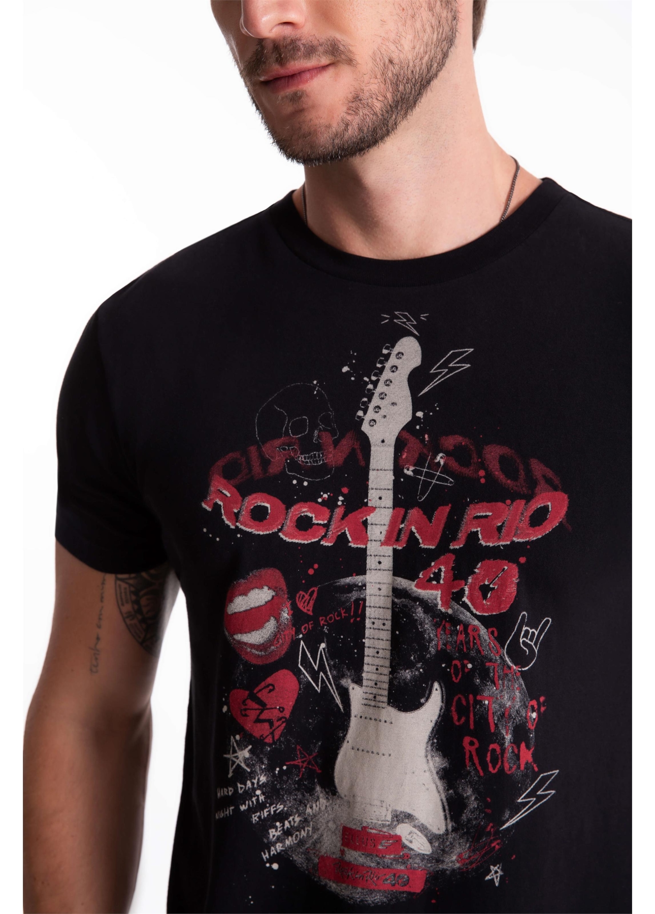 T-Shirt Guitar Rock Classic Preto