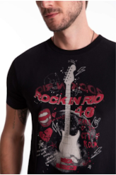 T-Shirt Guitar Rock Classic Preto