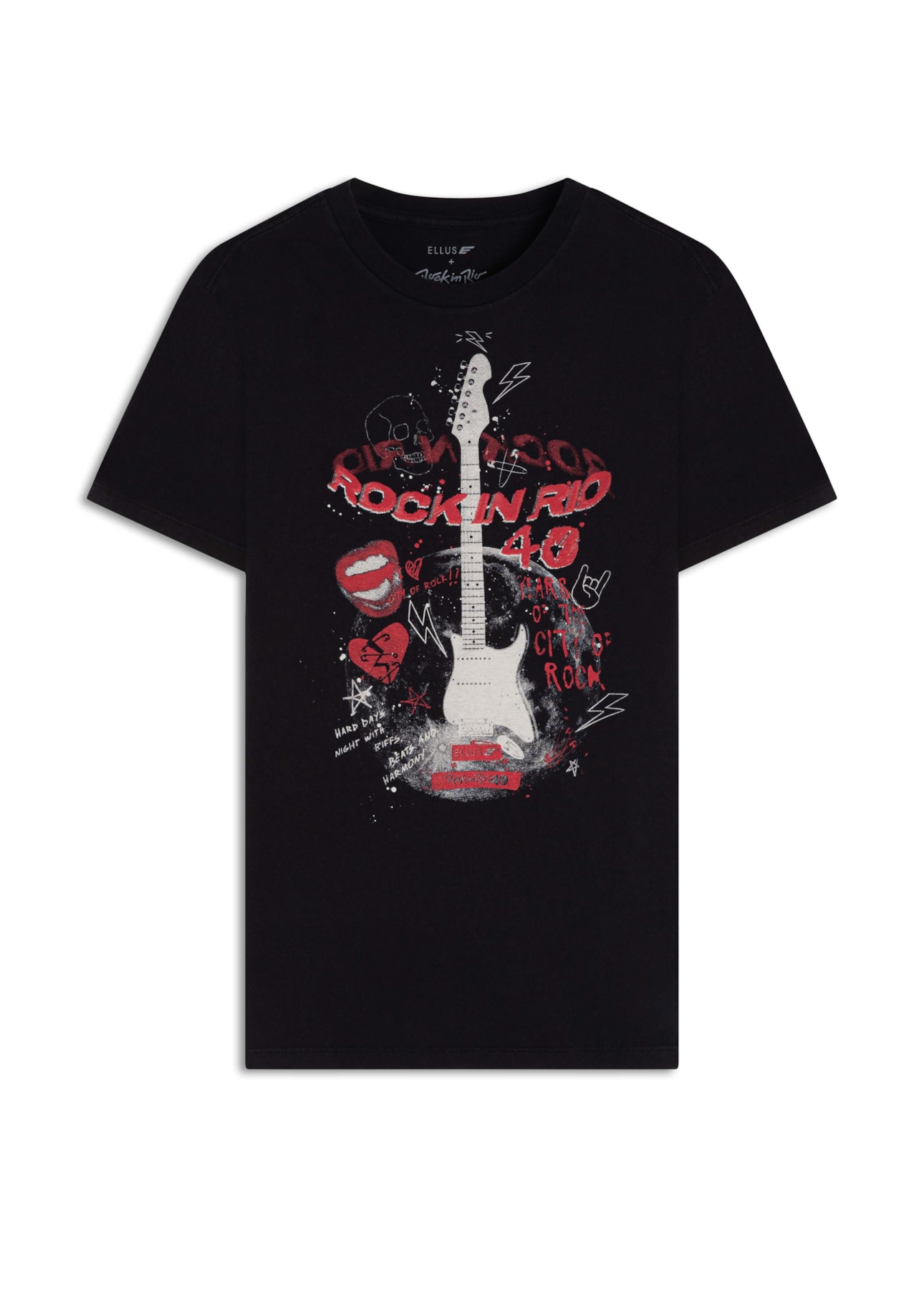 T-Shirt Guitar Rock Classic Preto