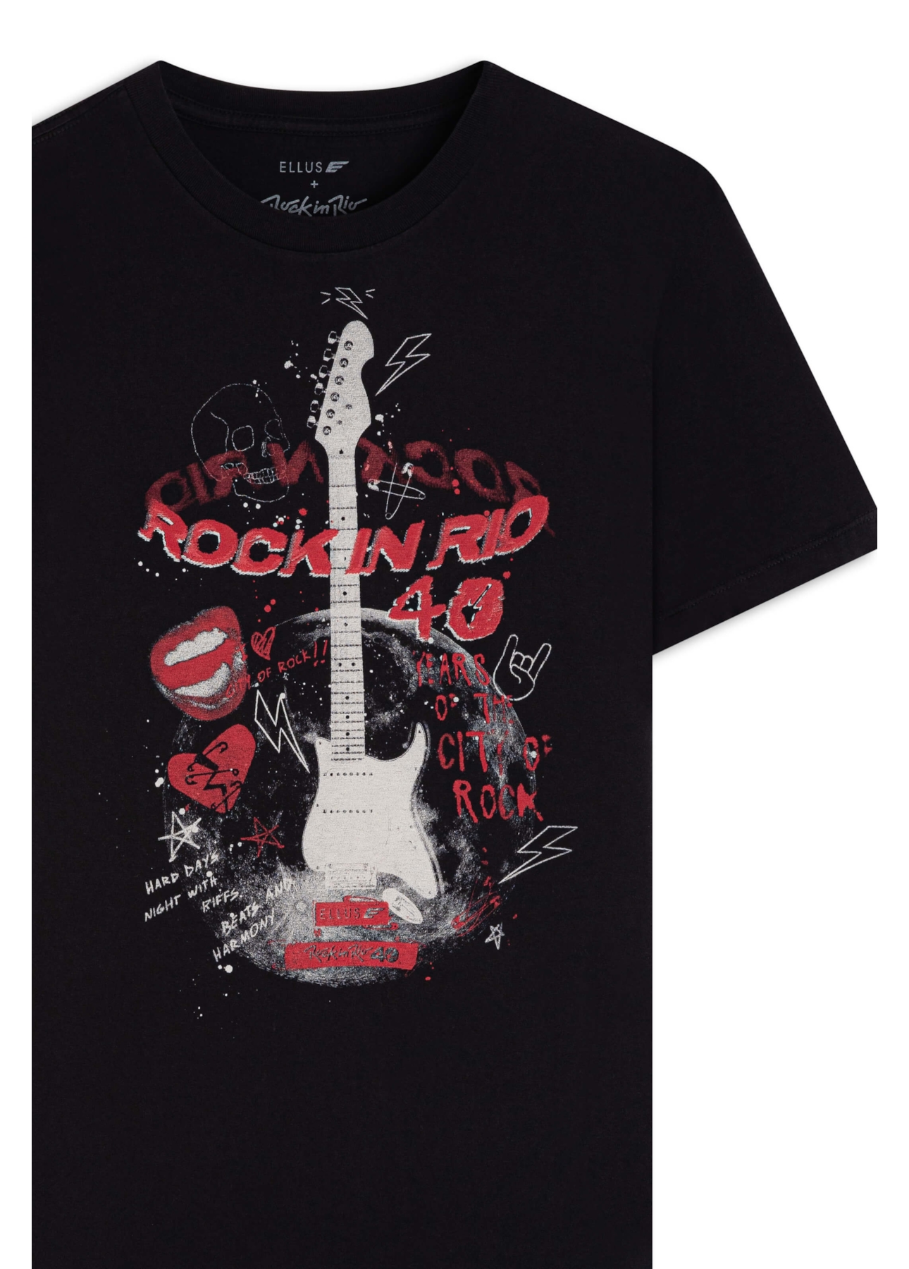 T-Shirt Guitar Rock Classic Preto