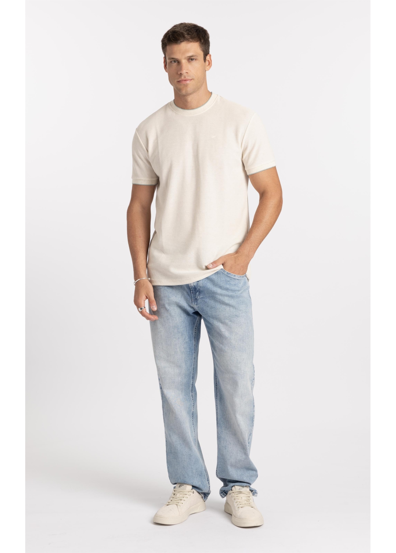 T-Shirt Malha Favo Easa Friso Classic Off White