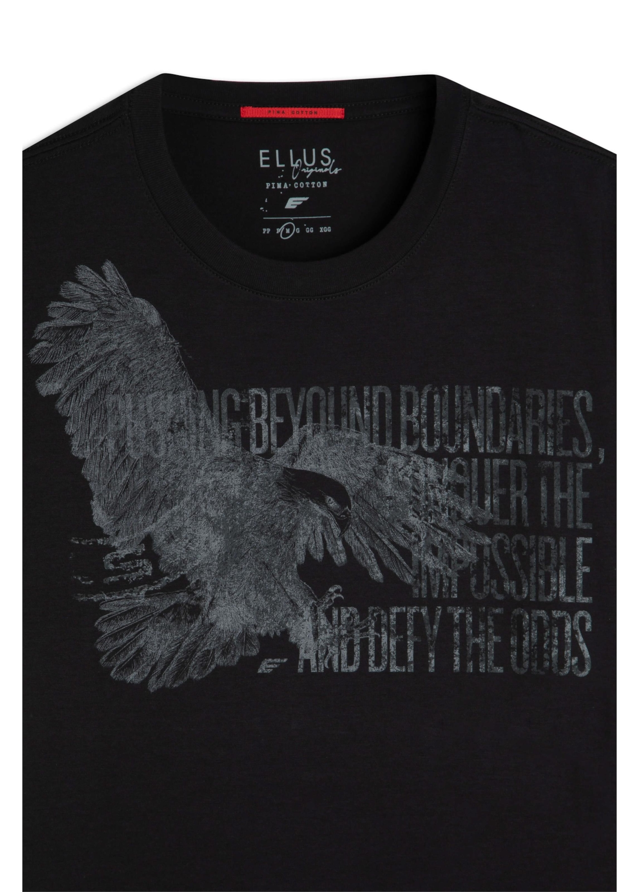T-Shirt Pima Eagle Quote Preto