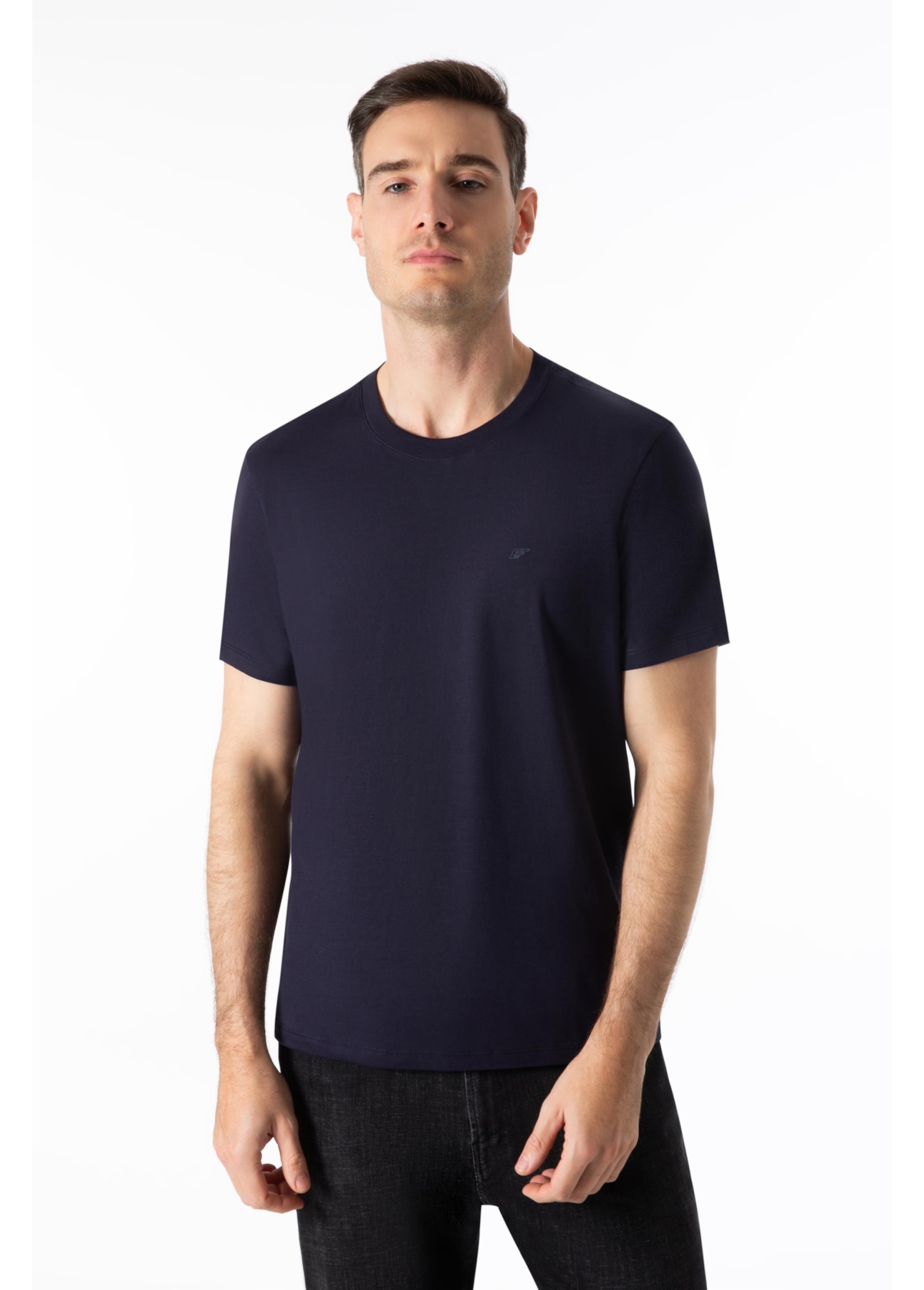 T-Shirt Pima Easa Mirror Dark Navy