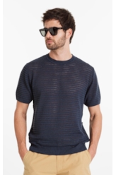 T-Shirt Tech Knit Fish Net Dark Navy Mescla