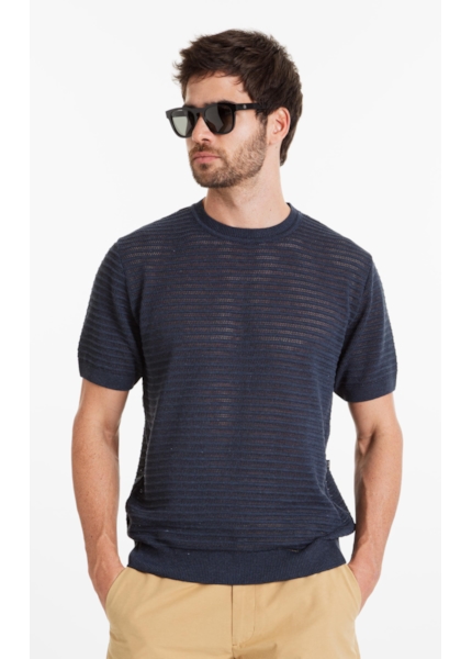 T-Shirt Tech Knit Fish Net Dark Navy Mescla