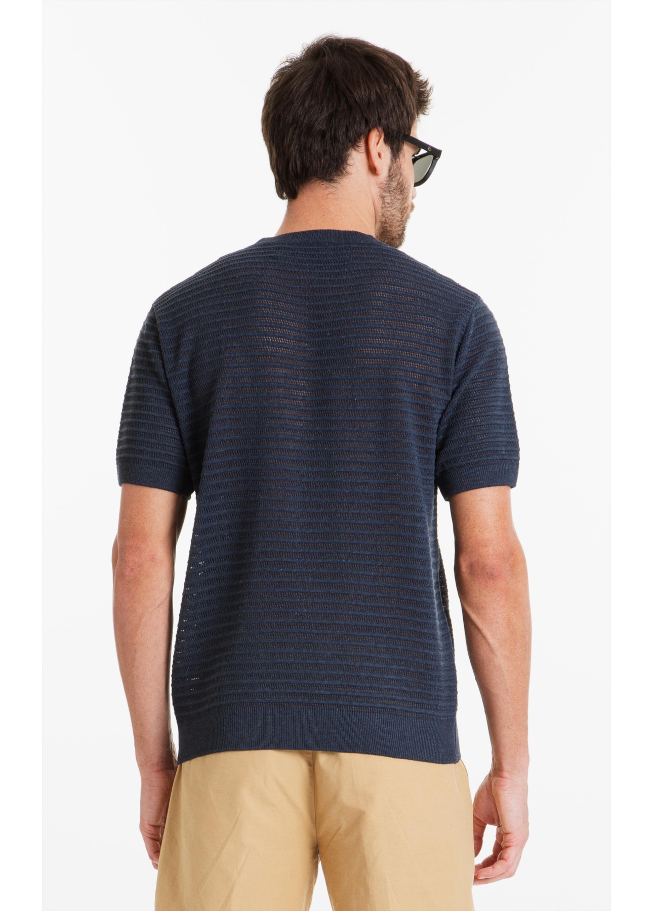 T-Shirt Tech Knit Fish Net Dark Navy Mescla