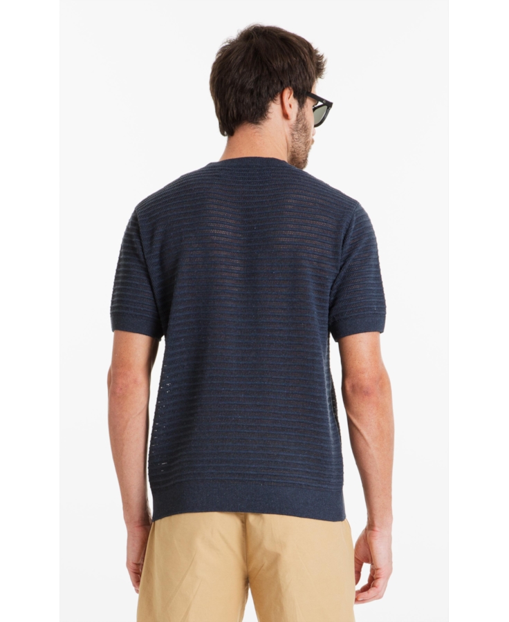 T-Shirt Tech Knit Fish Net Dark Navy Mescla
