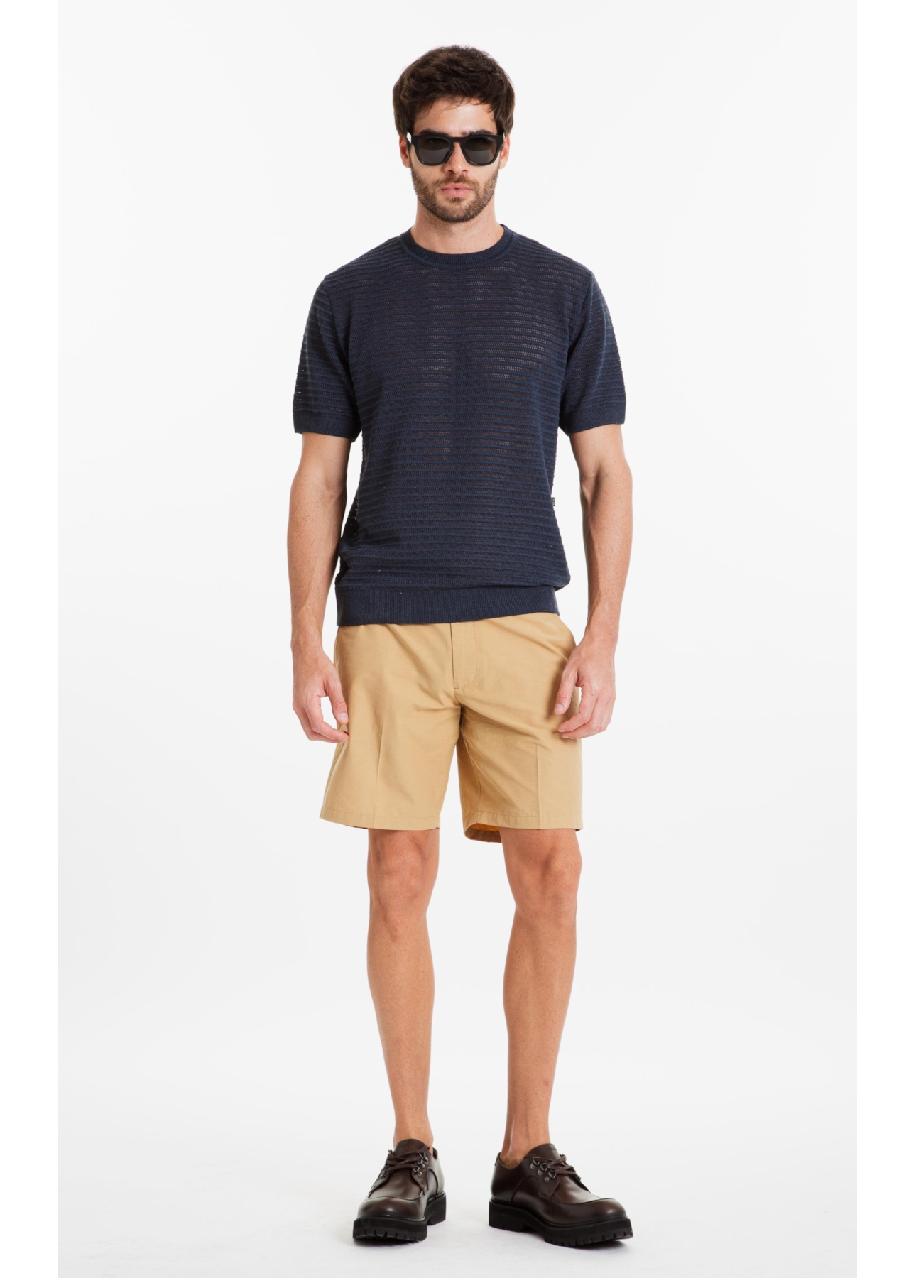 T-Shirt Tech Knit Fish Net Dark Navy Mescla