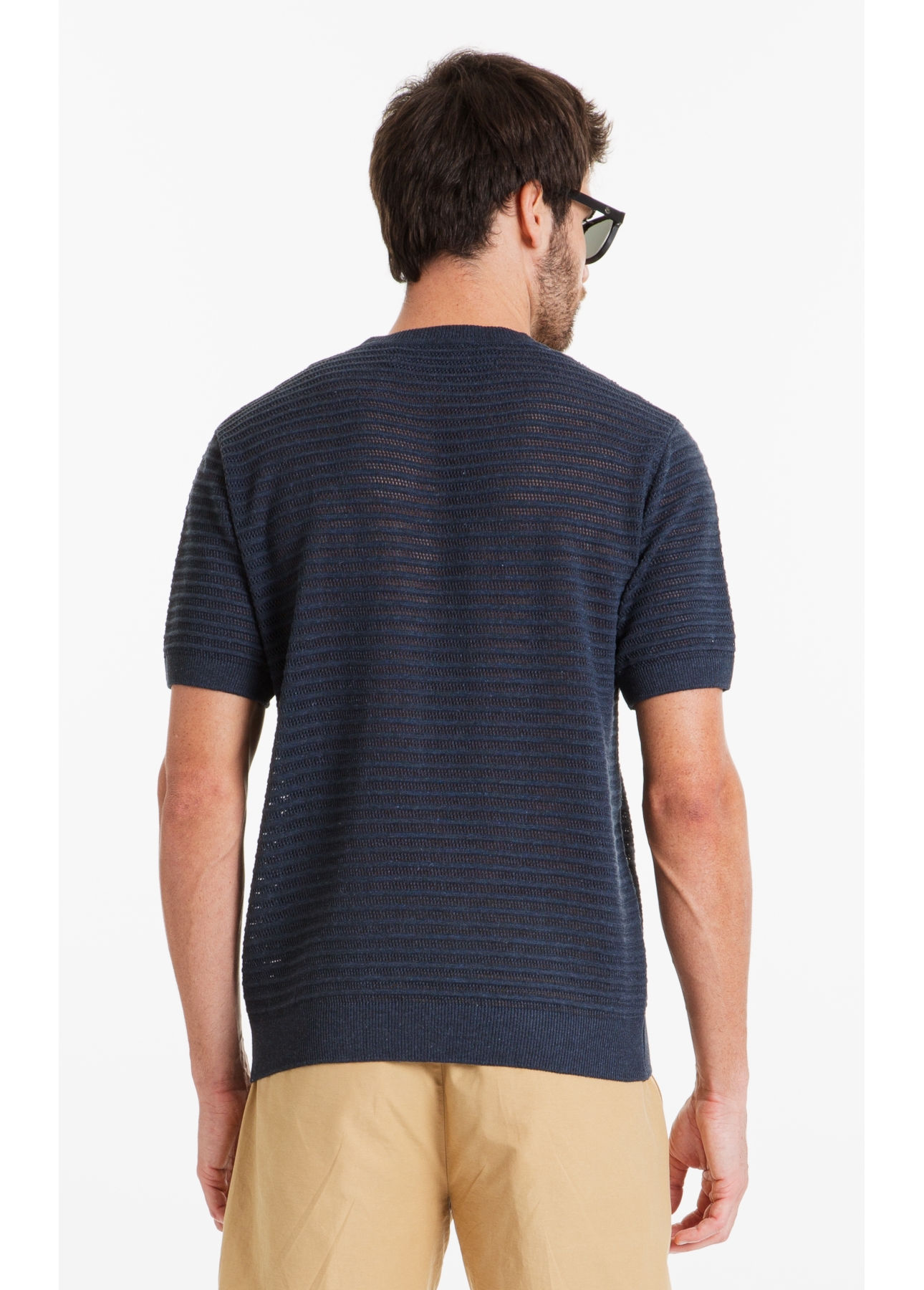 T-Shirt Tech Knit Fish Net Dark Navy Mescla