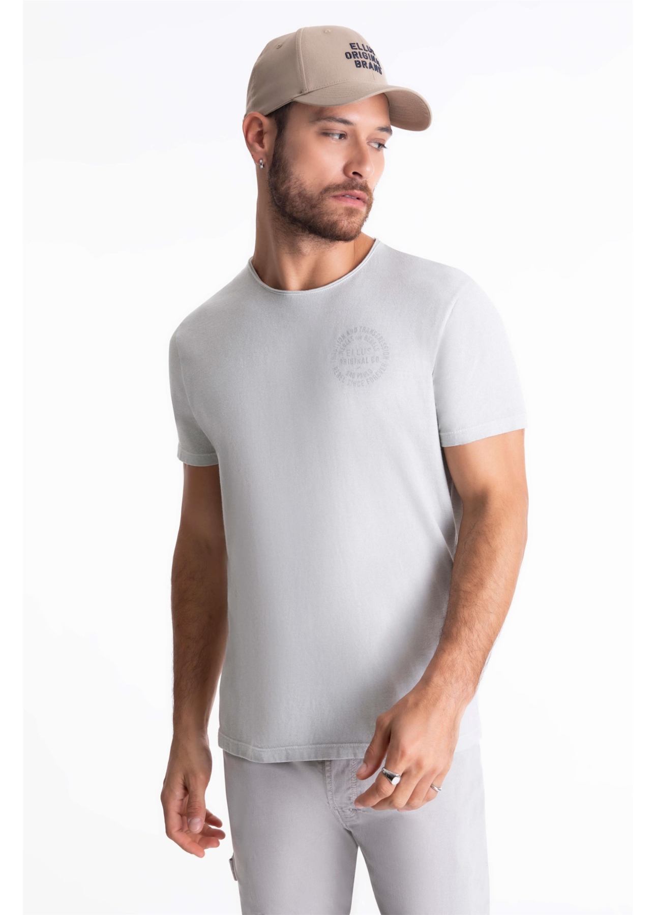 T-Shirt Touch Washed Rebel Forever Cinza Claro