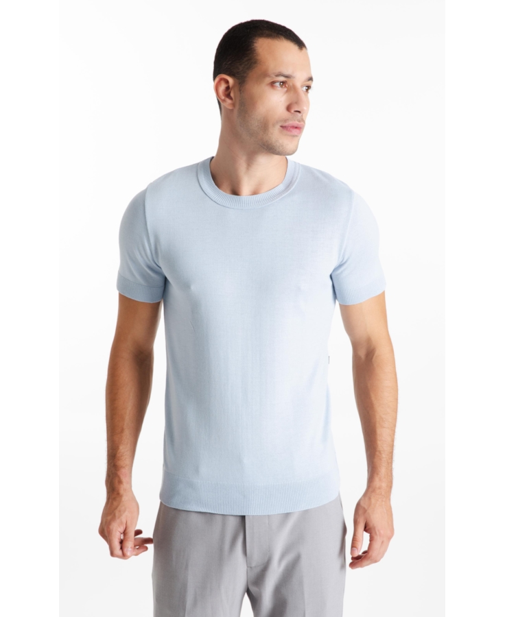 T-Shirt Tricot Basic Knit Azul Seco