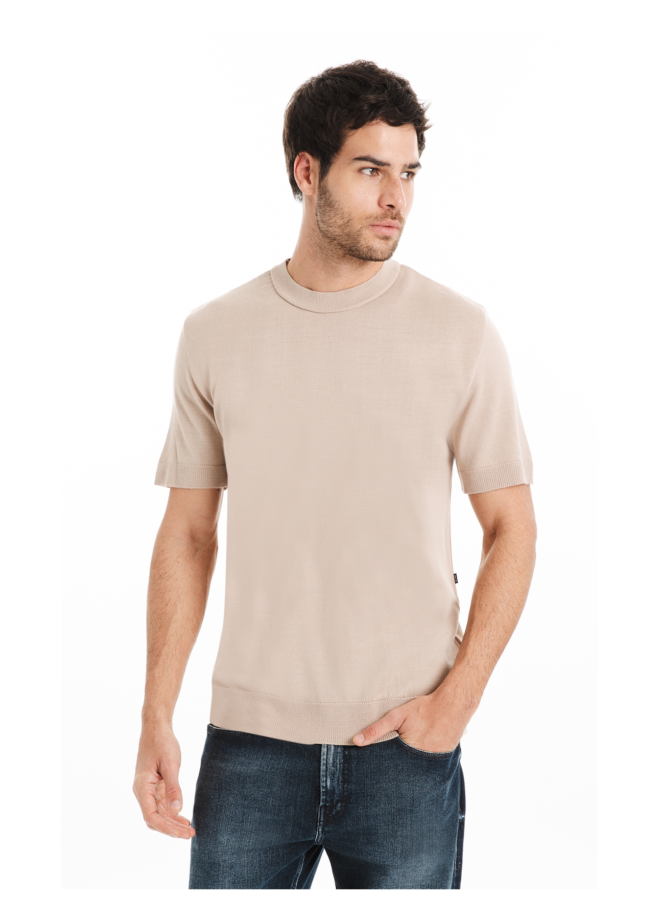 T-Shirt Tricot Basic Knit Natural