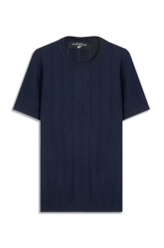T-Shirt Tricot Visco Mescla Texture Lines Dark Navy
