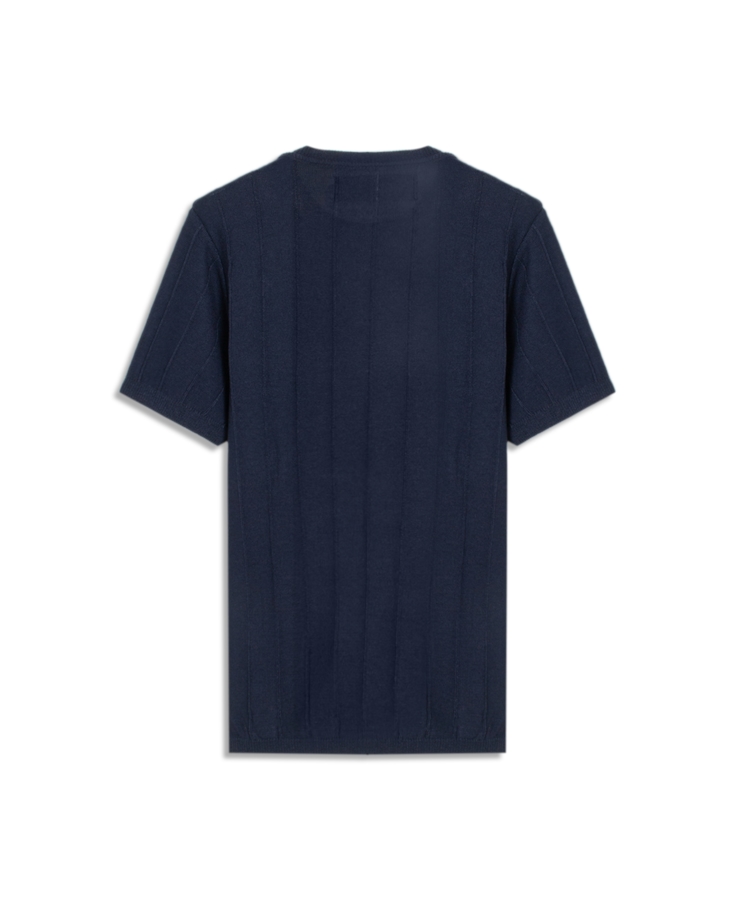 T-Shirt Tricot Visco Mescla Texture Lines Dark Navy