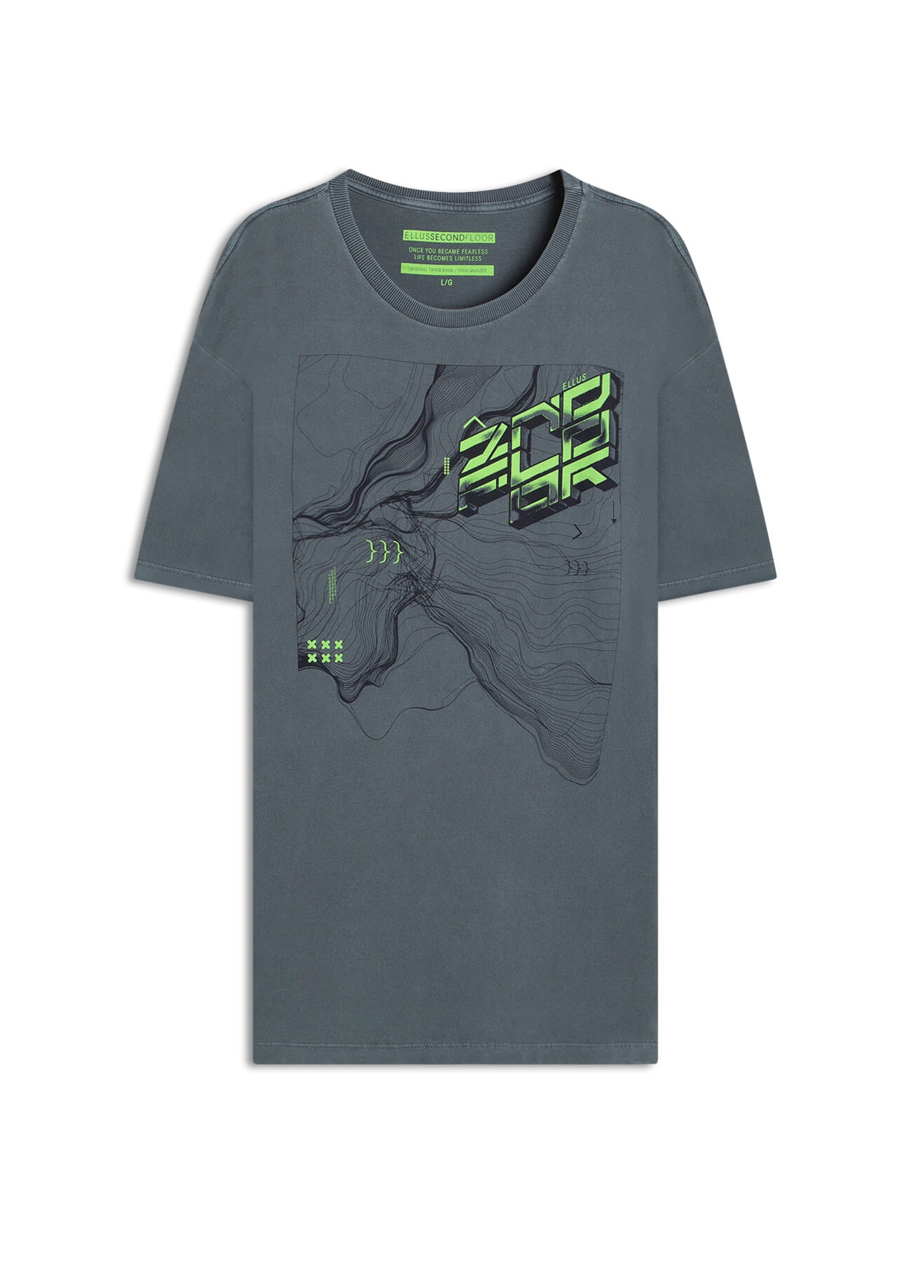 T-Shirt  Washed 2nd Lines Over Midnight Blue