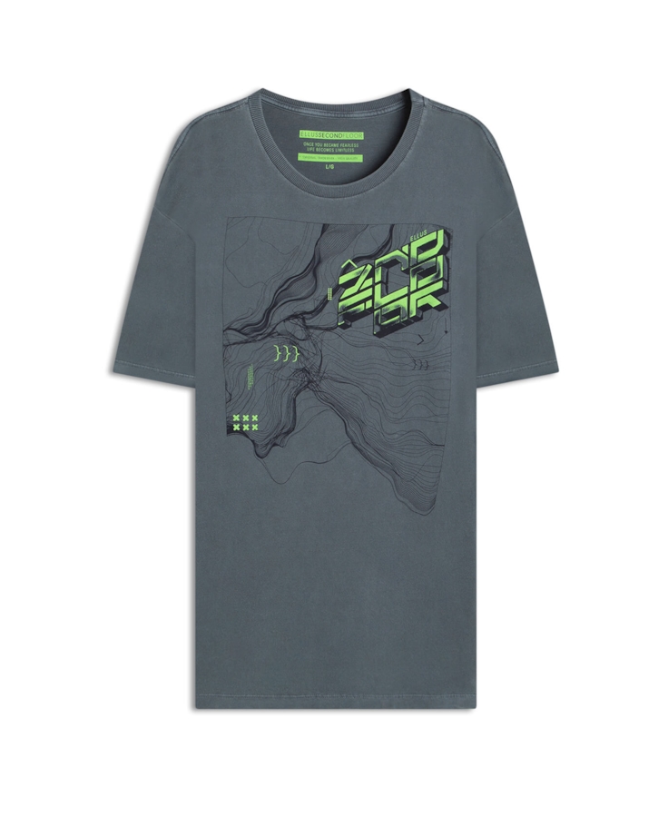 T-Shirt  Washed 2nd Lines Over Midnight Blue