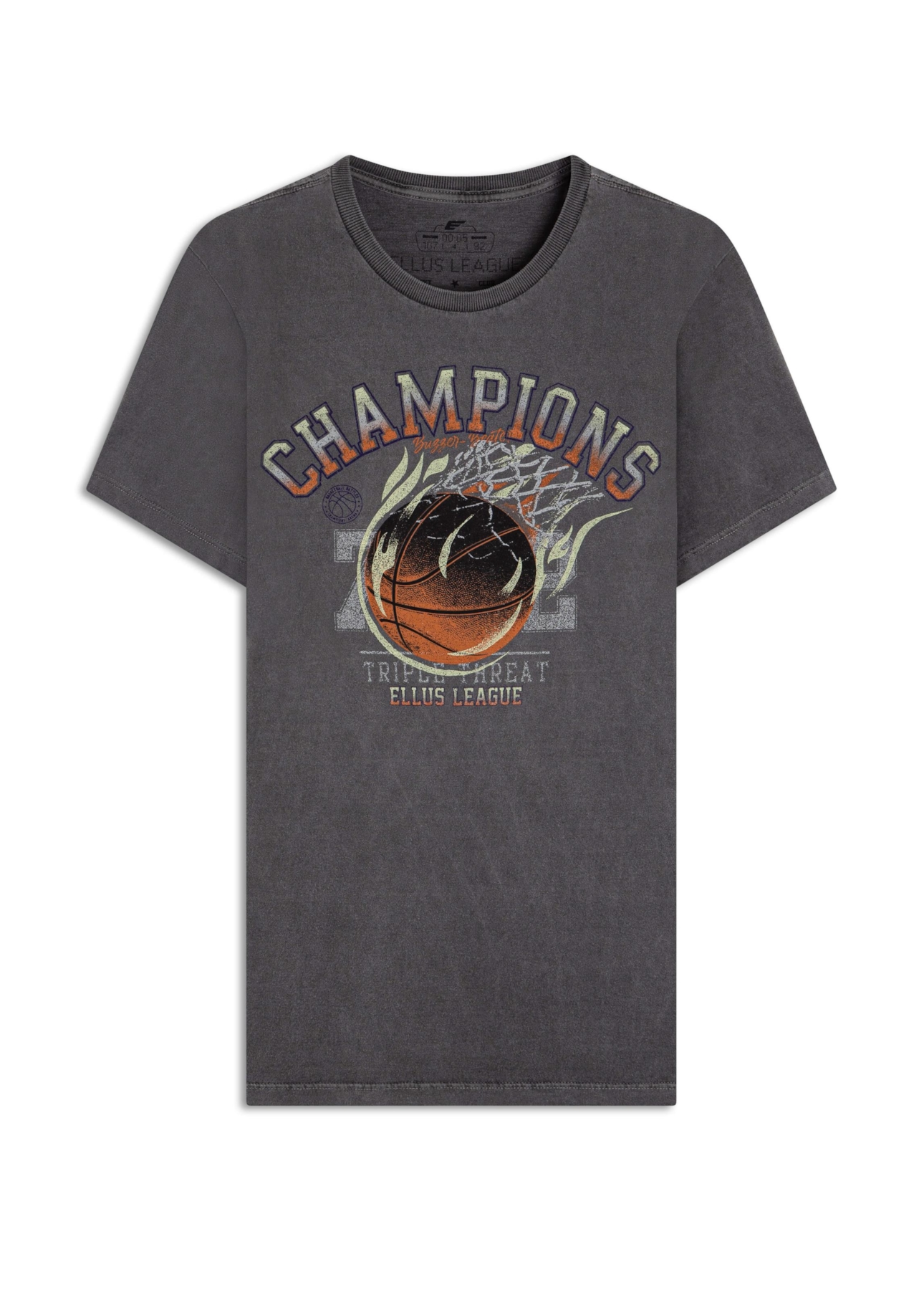 T-Shirt  Washed Basket Champions Preto