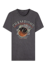 T-Shirt  Washed Basket Champions Preto