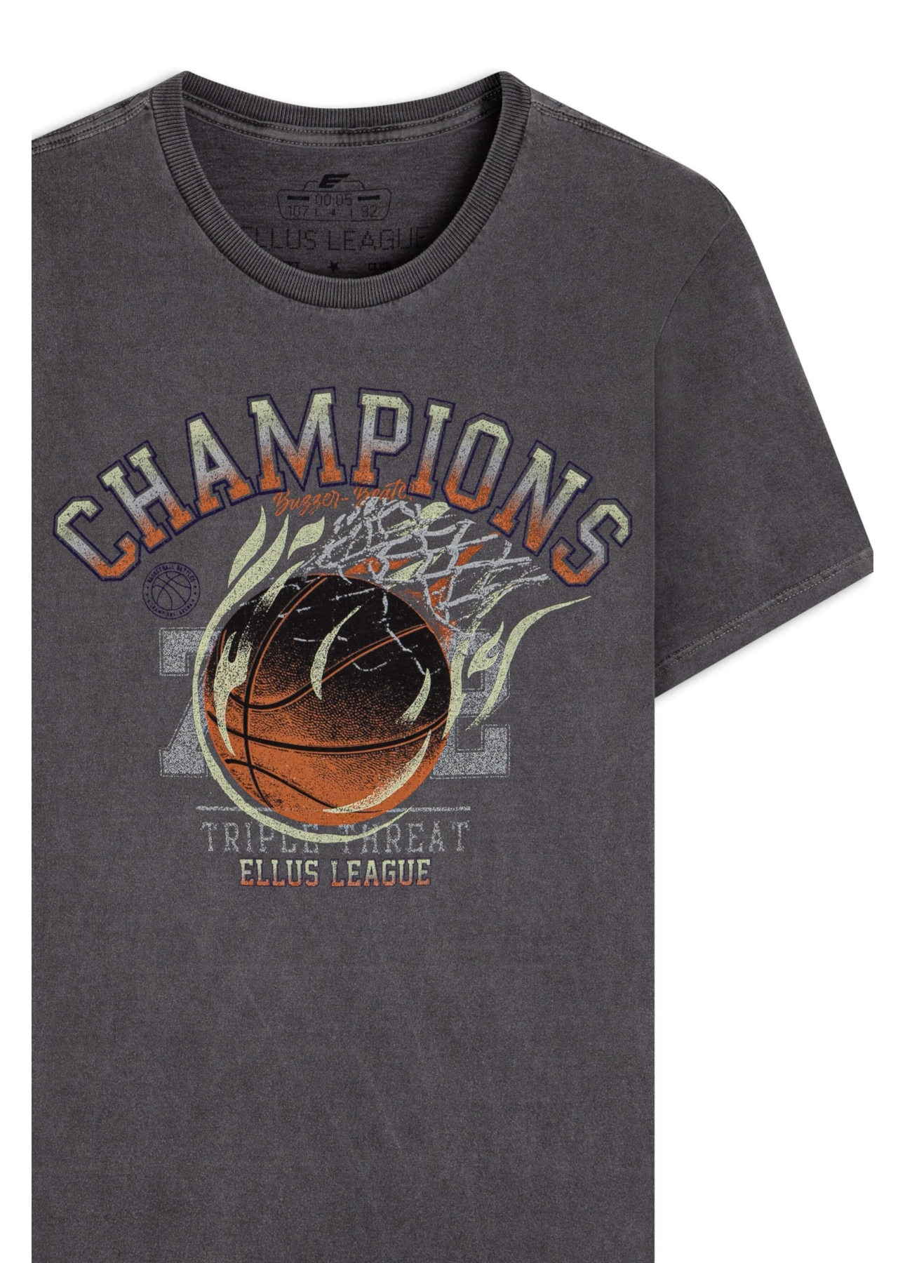 T-Shirt  Washed Basket Champions Preto