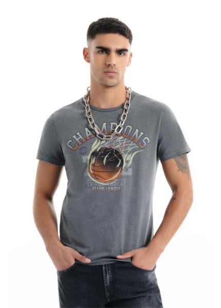 T-Shirt  Washed Basket Champions Preto