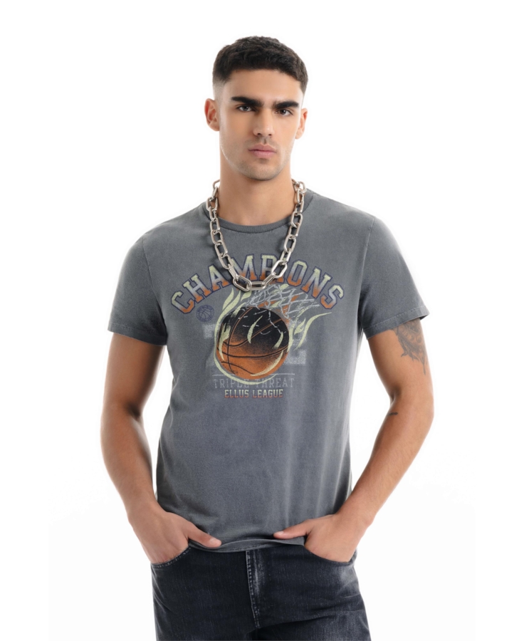 T-Shirt  Washed Basket Champions Preto