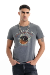 T-Shirt  Washed Basket Champions Preto