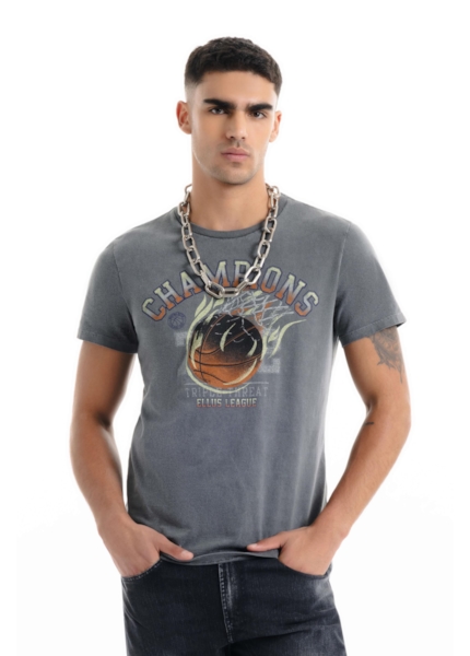 T-Shirt  Washed Basket Champions Preto