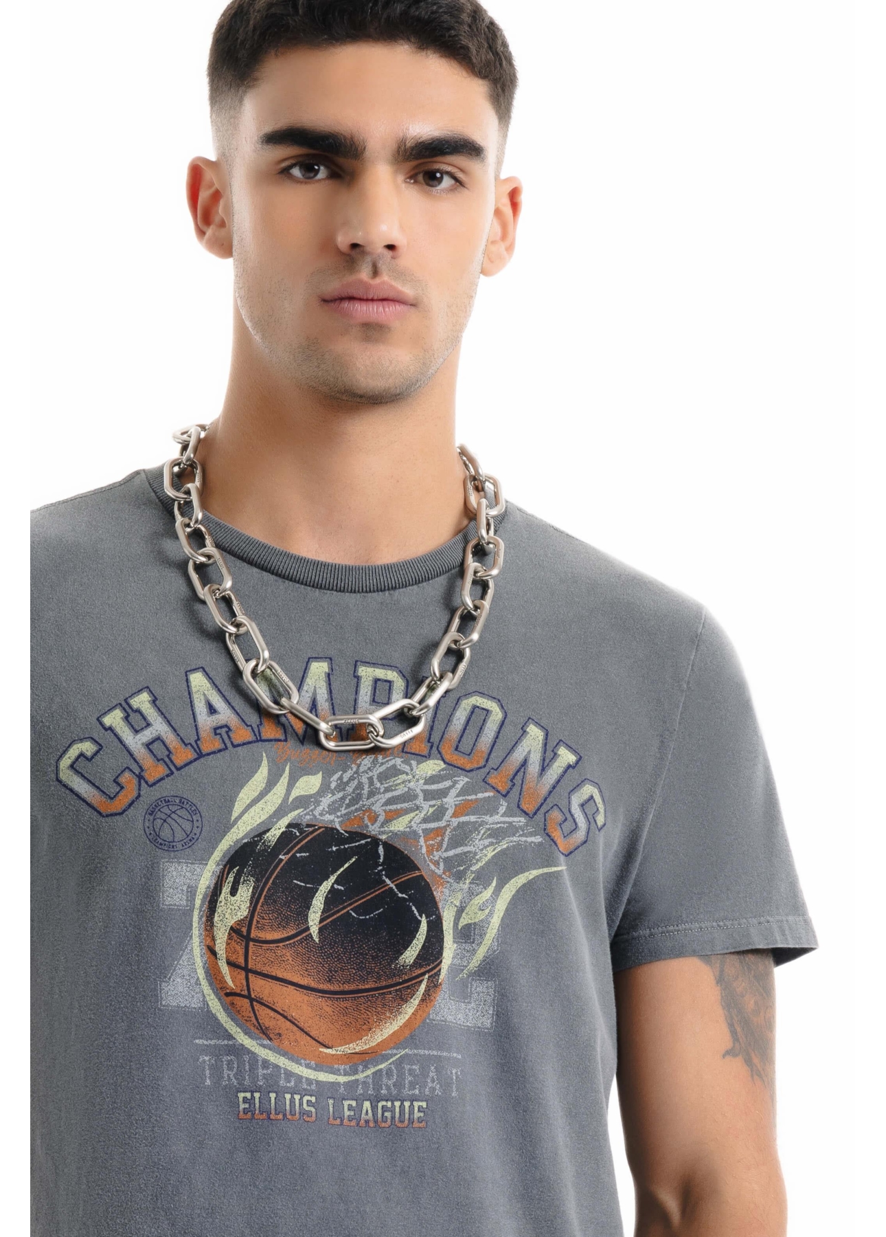 T-Shirt  Washed Basket Champions Preto