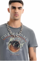T-Shirt  Washed Basket Champions Preto