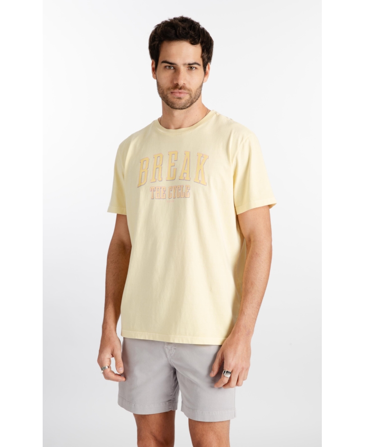T-Shirt Washed Break Amarelo Claro