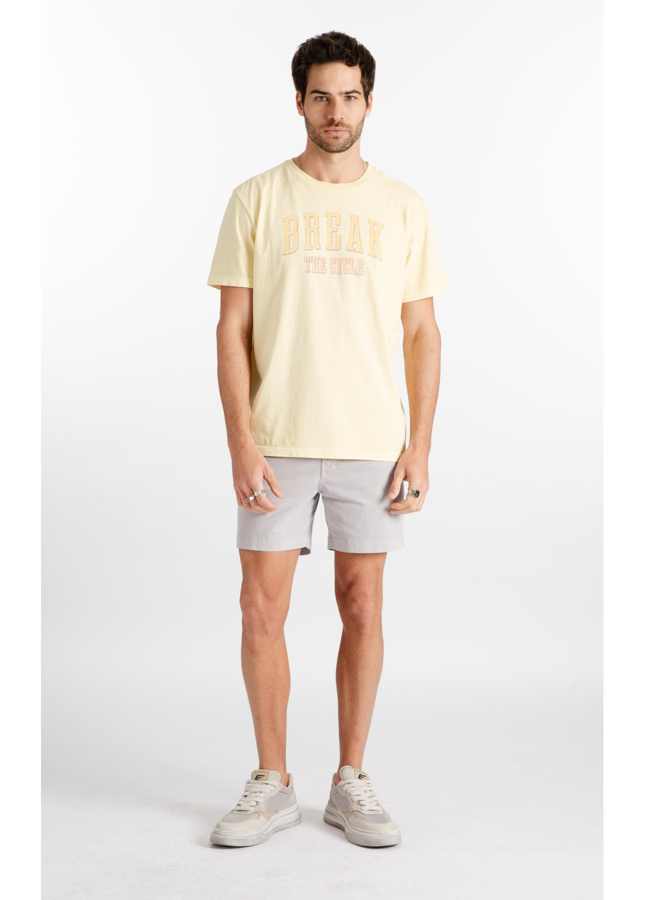 T-Shirt Washed Break Amarelo Claro