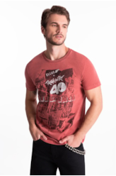 T-Shirt Washed City Of Rock Cereja