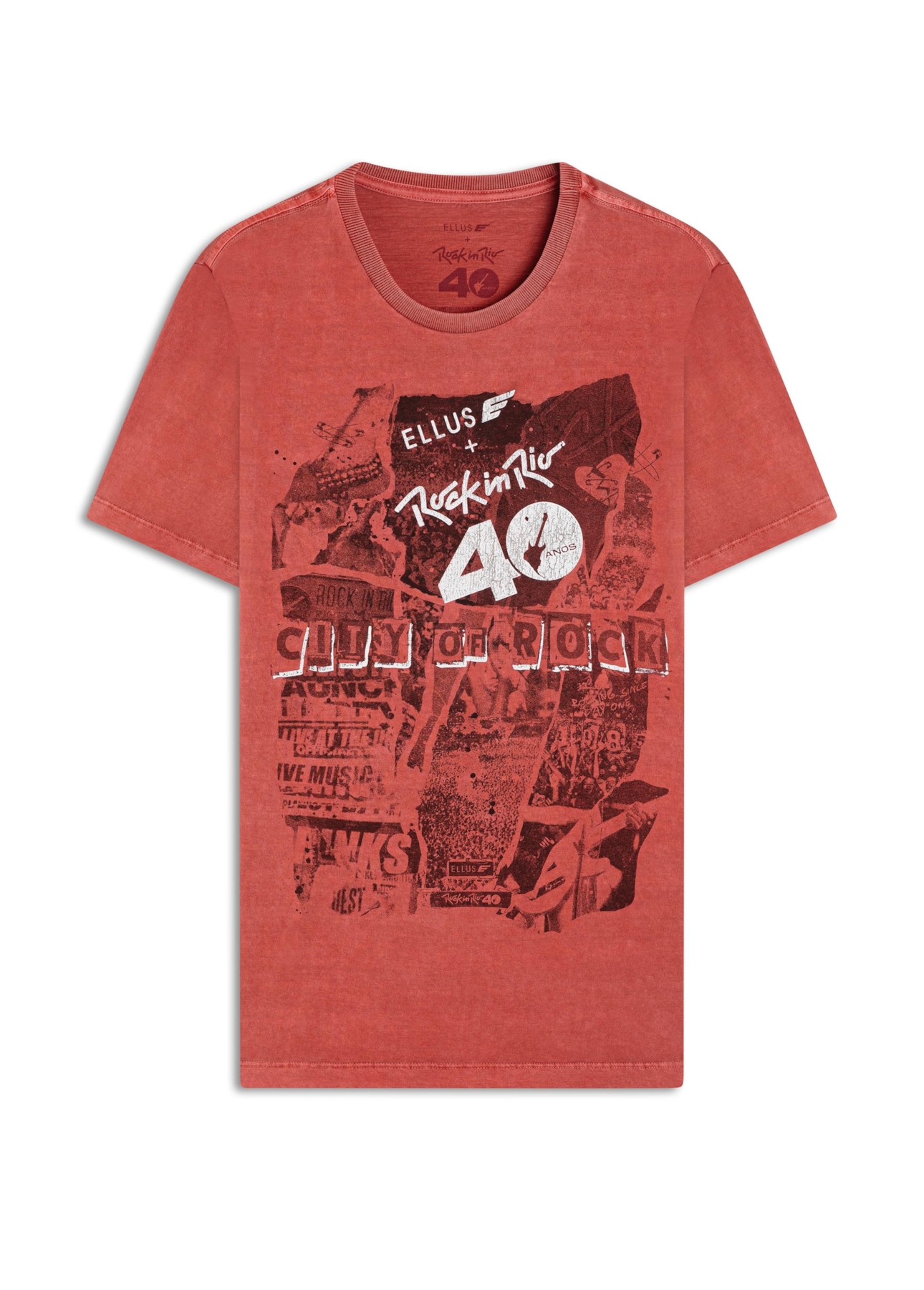 T-Shirt Washed City Of Rock Cereja