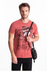 T-Shirt Washed City Of Rock Cereja