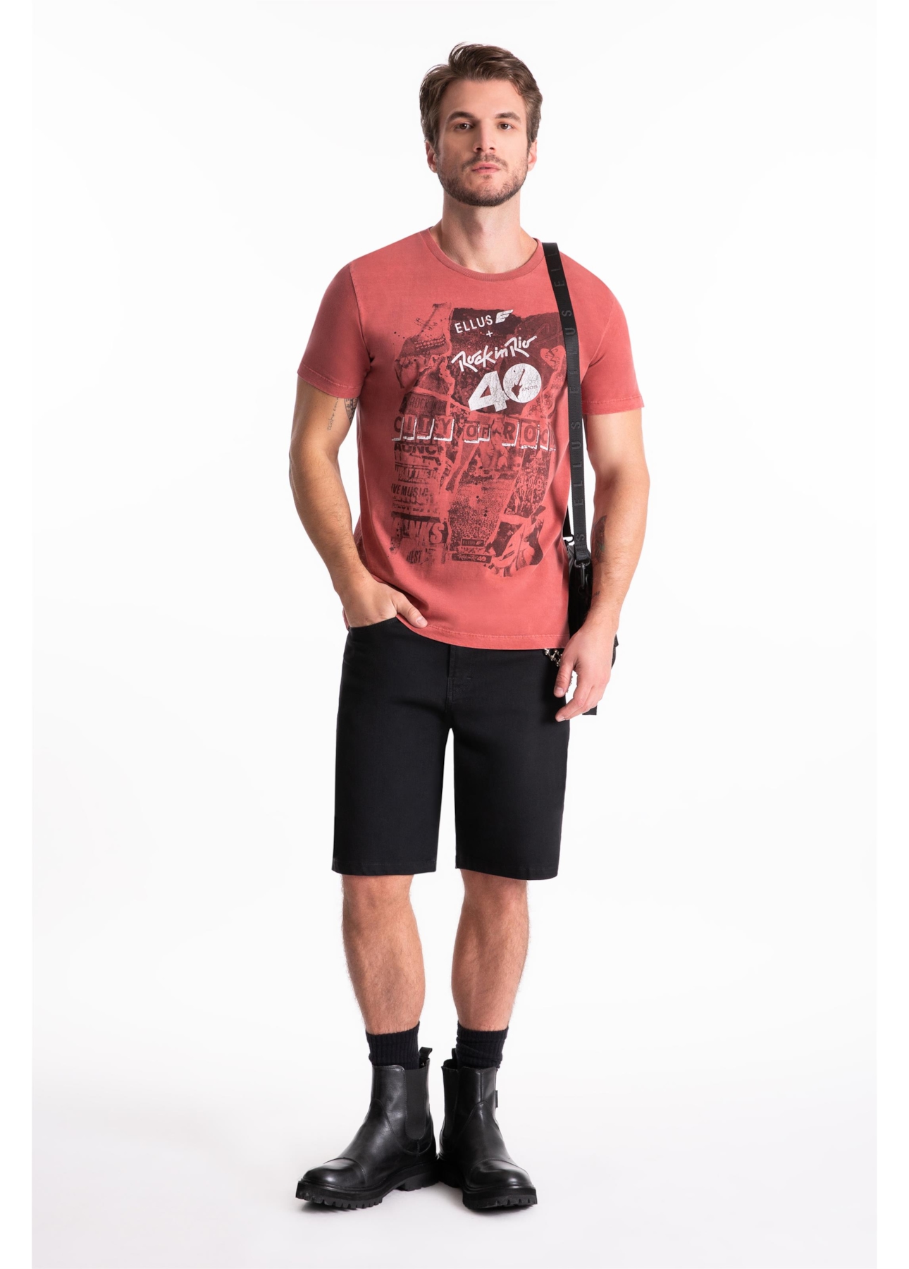 T-Shirt Washed City Of Rock Cereja