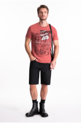T-Shirt Washed City Of Rock Cereja