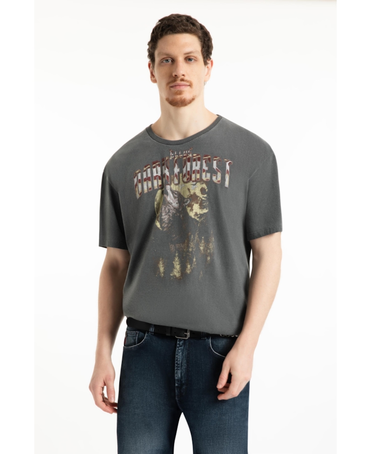 T-Shirt Washed Dark Forest Over Preto