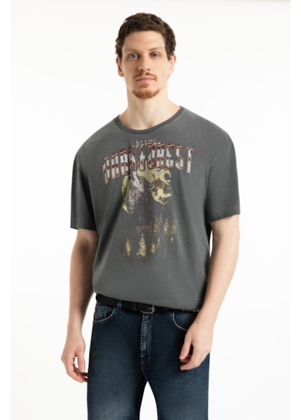 T-Shirt Washed Dark Forest Over Preto