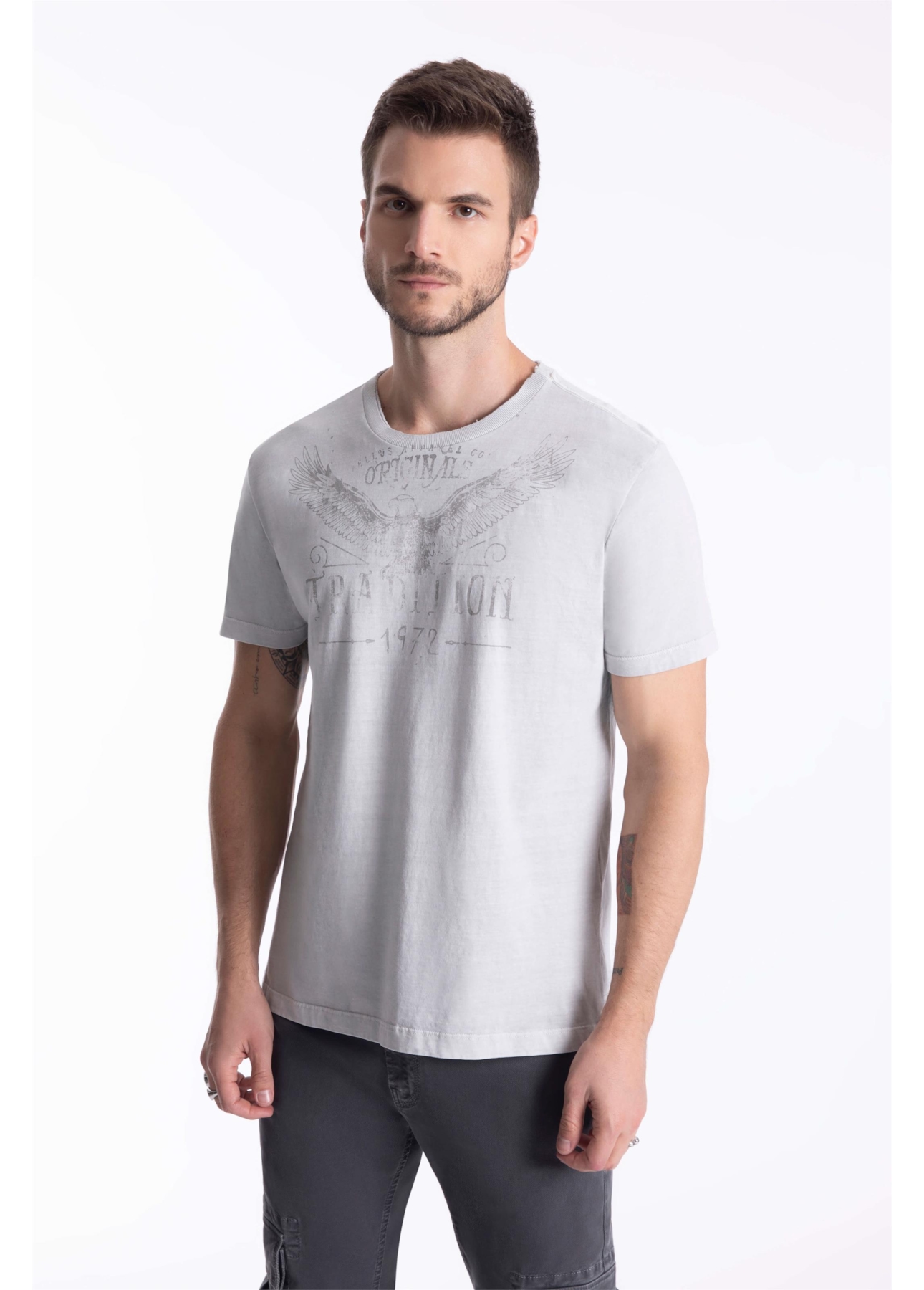 T-Shirt Washed Eagle Tradition Cinza