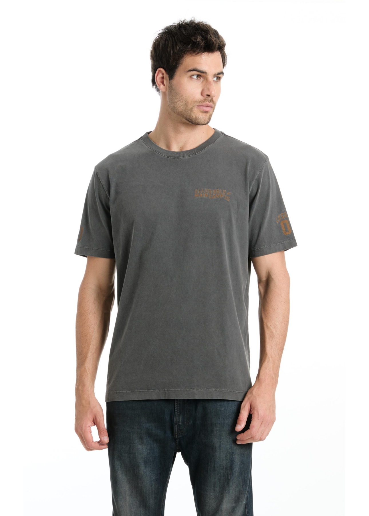 T-Shirt Washed Ellus Camp Preto