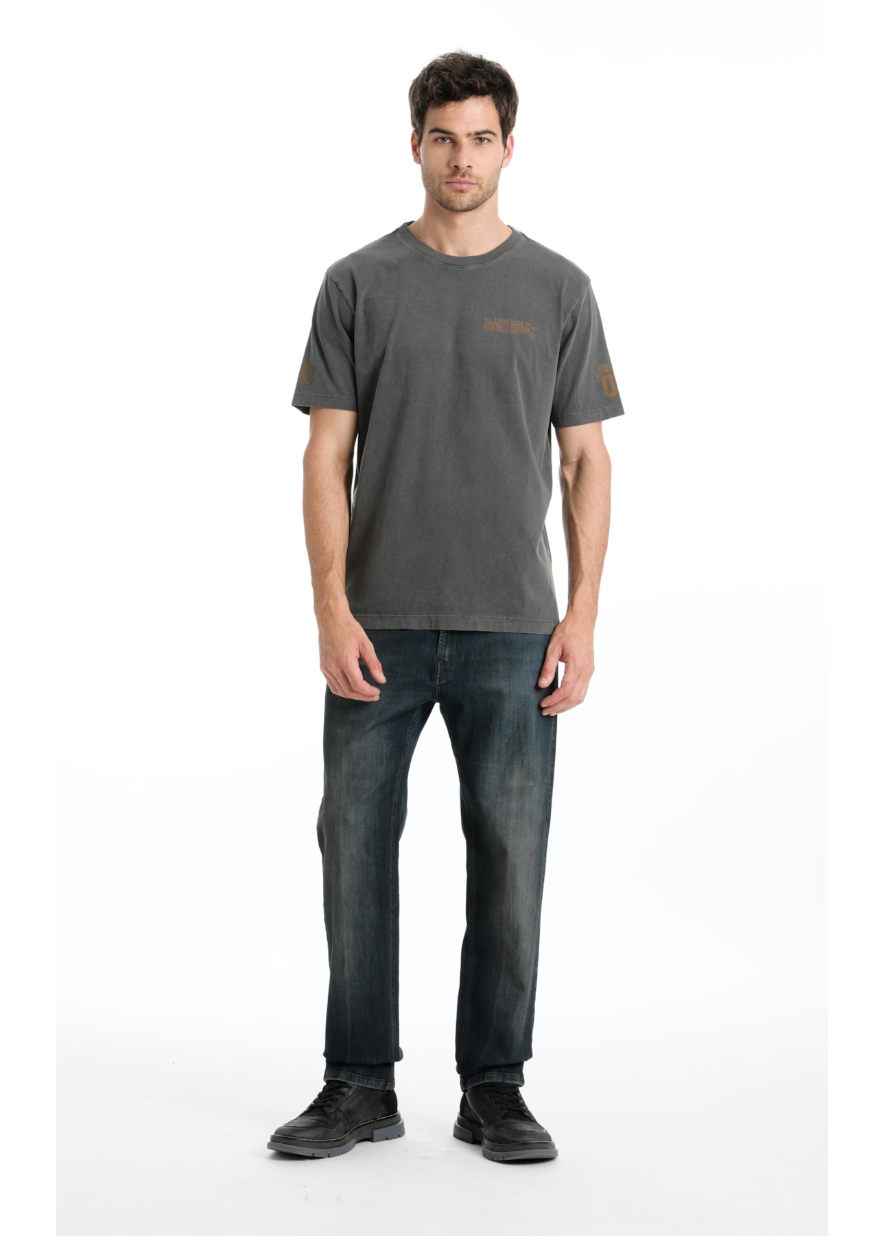 T-Shirt Washed Ellus Camp Preto