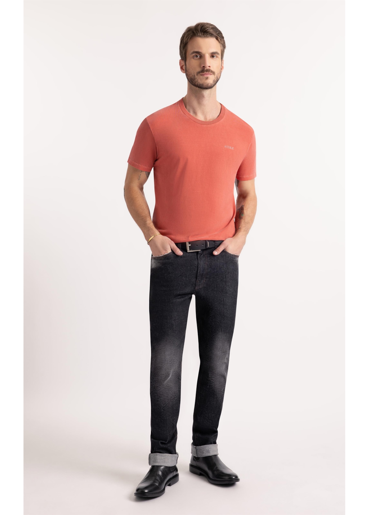 T-Shirt Washed Ellus Gothic Vermelho