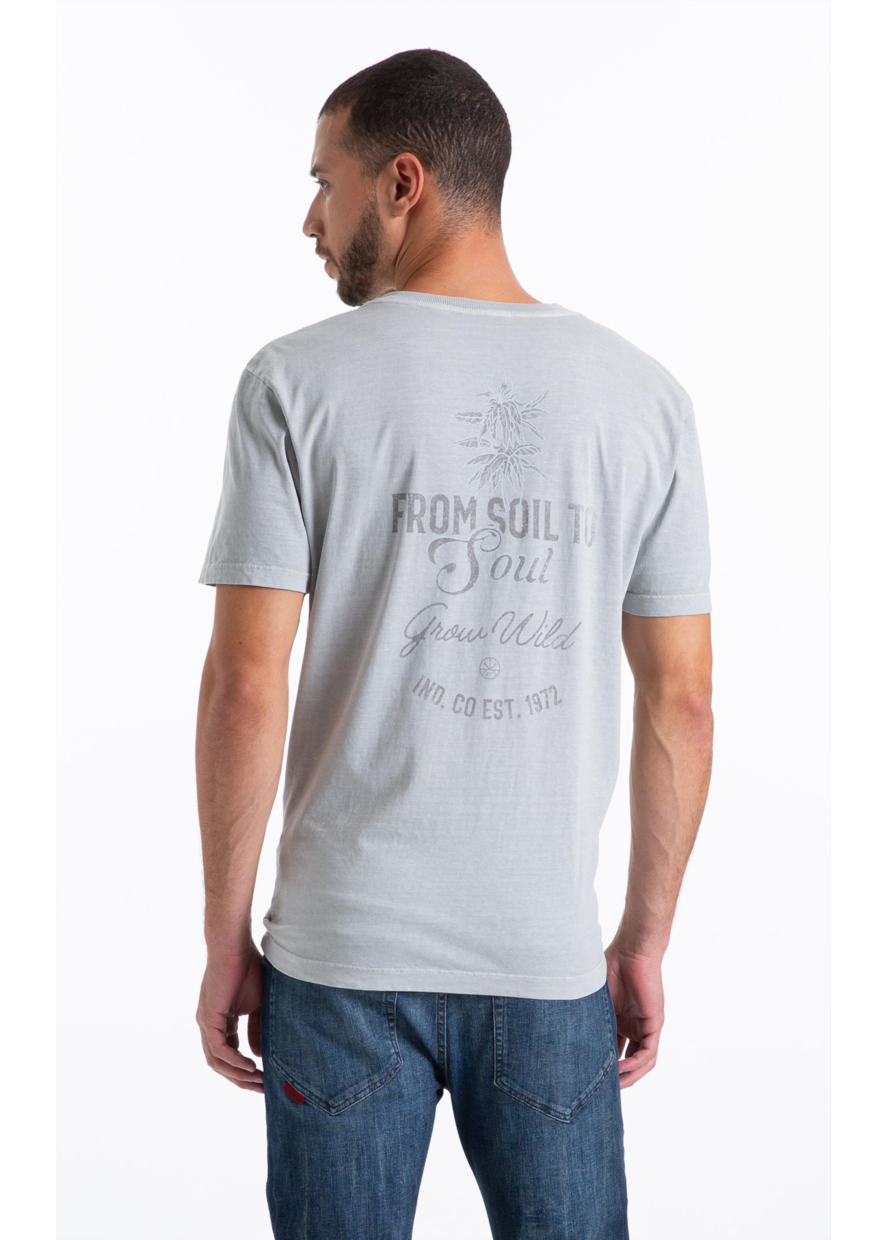 T-Shirt Washed Grow Wild Classic Gelo