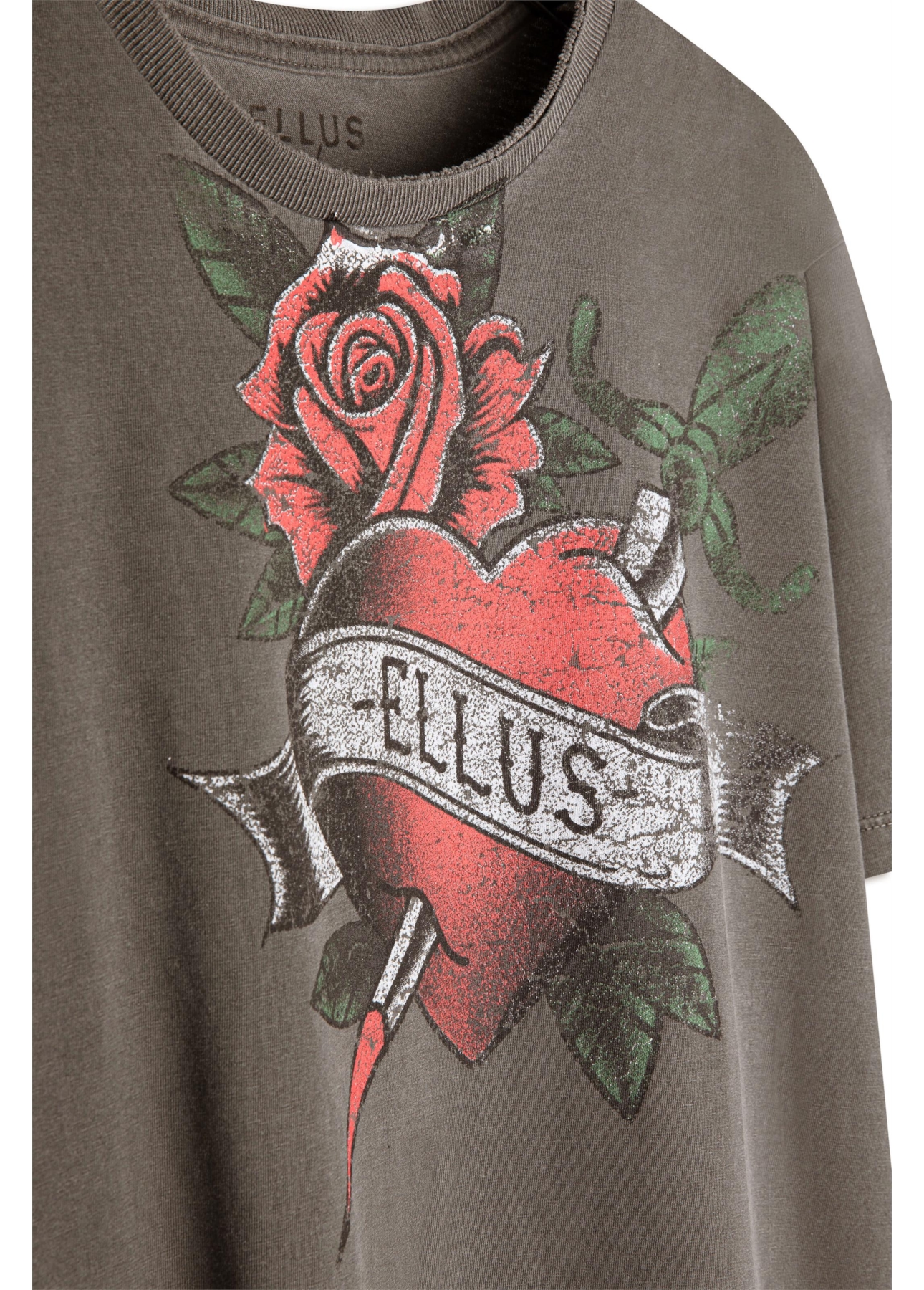 T-Shirt Washed Inked Heart Classic Tabaco