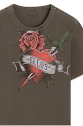 T-Shirt Washed Inked Heart Classic Tabaco