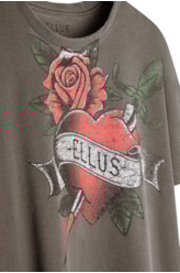 T-Shirt Washed Inked Heart Classic Tabaco