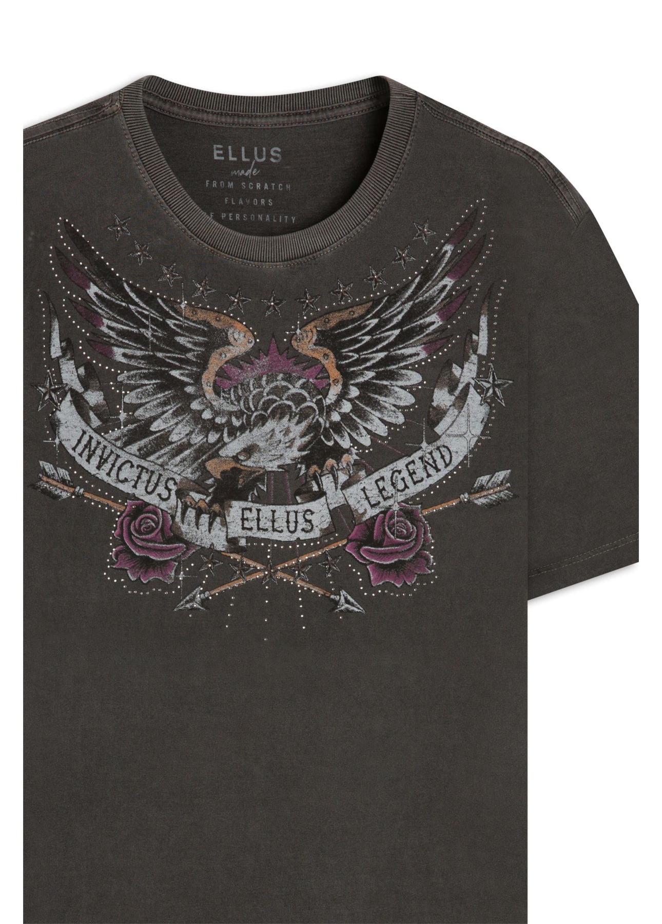 T-Shirt Washed Invictus Eagle Classic Preto