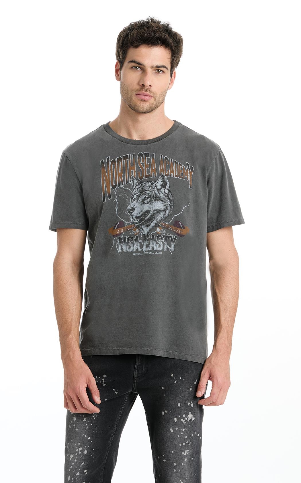 T-Shirt Washed North Sea Preto